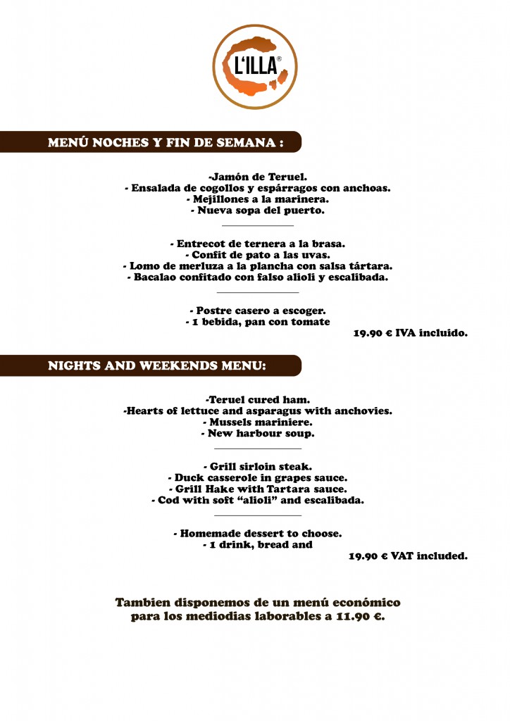 Menu de fin de semana y noches